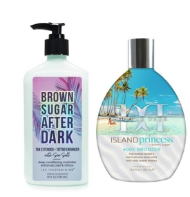 Double Dark Island Princess Bronzer 400mll  + Extender Brown Sugar After Dark Tan + Tattoo Enhancer 530ml